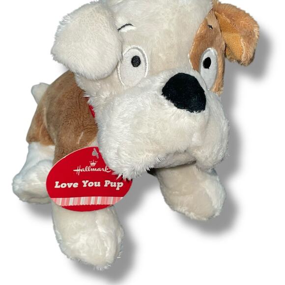 Hallmark Plush Dog Bulldog Love You Pup Stuffed Animal Nursery Decor Gift 8” - Picture 2 of 12